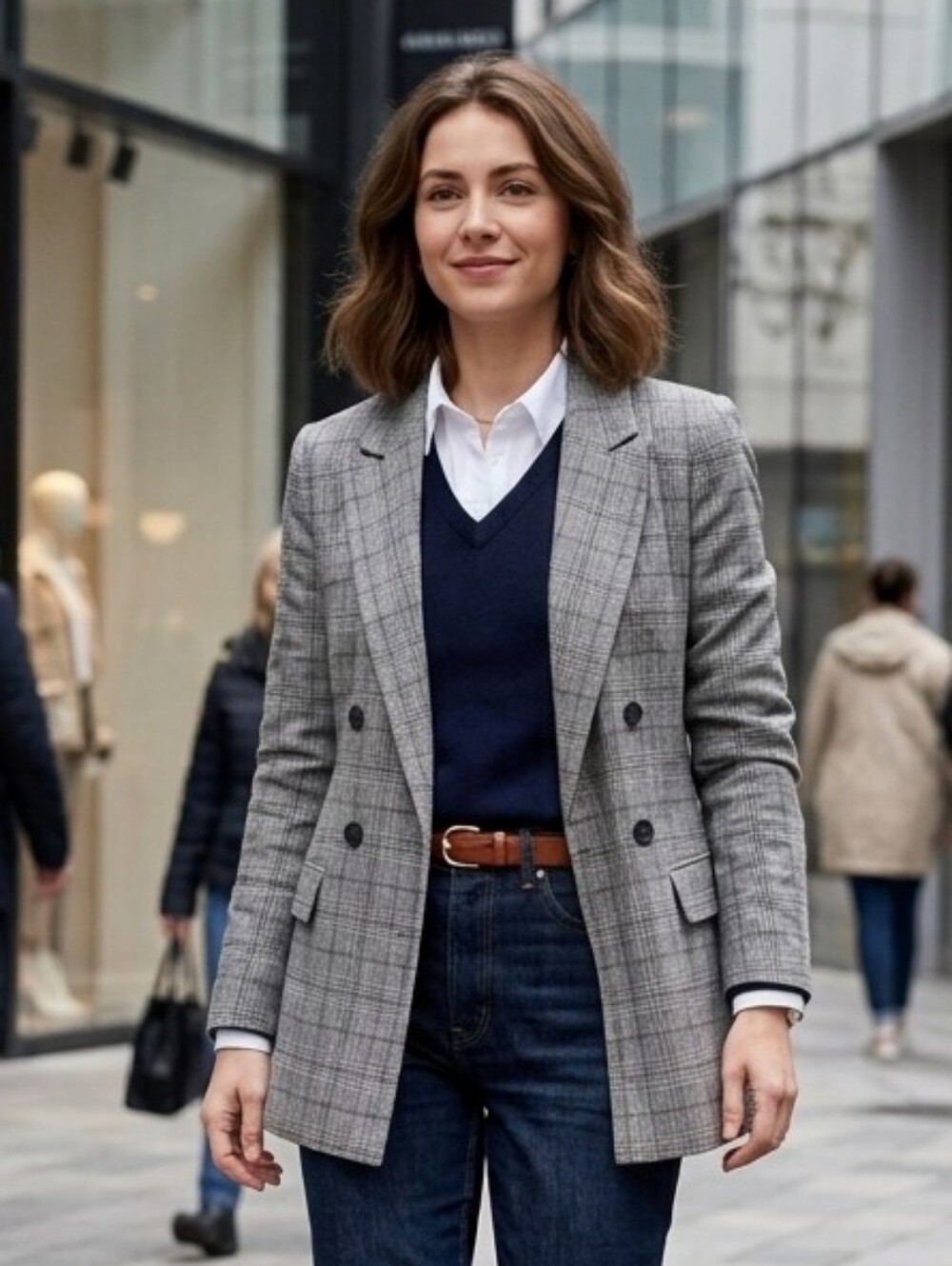 NWOT Abercrombie & Fitch 6 Gray Glen Plaid Blazer Modern Contemporary Academia